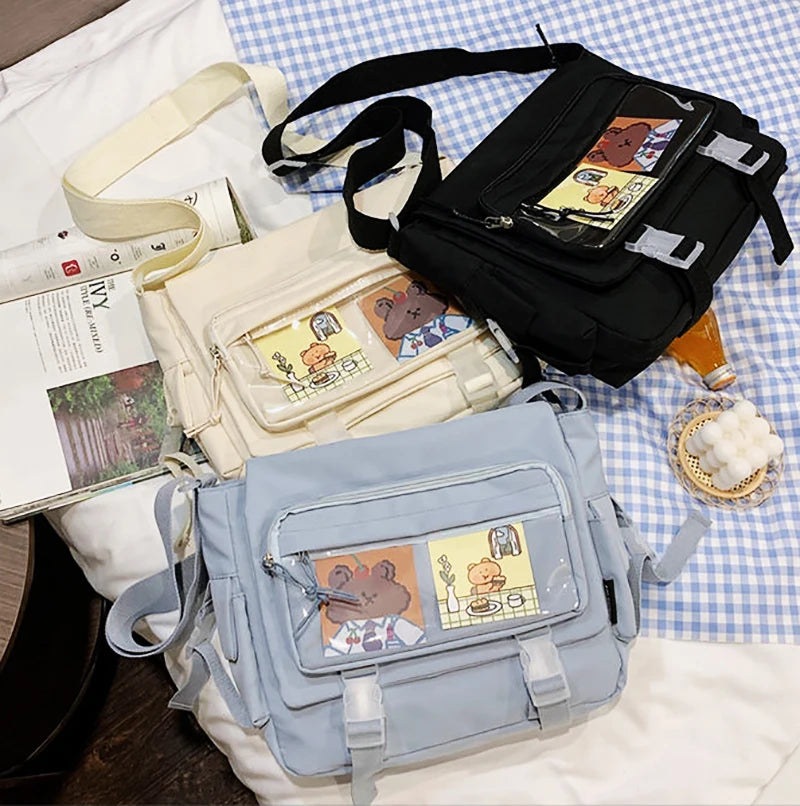 Y2K Waterproof Canvas School Bags Messenger Bag Women Handbags Student Shoulder Bag Fashion Large Capacity Crossbody Bag Itabag