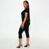 Solid Color Sexy Slim Fit and Slimming Chest U-Neck Jumpsuit, Versatile and Fashionable Jumpsuit Cropped Pants