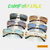 KAMMPT Vintage Rimless Sunglasses Men Women Fashion Oversized Square Shades Eyewear New Double Bridge Gradient UV400 Sun Glasses
