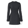 Dulzura Langarm Reißverschluss Bodycon Minikleid mit Taschen Einfarbig Elegantes Outfit Büro Streetwear Damen Herbst Winter Kleidung