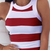 Summer Basic Elastic Tank Top Digital Printing T-shirt Women's O Neck Racerback Sexy Tank Top Stripe Print Sleeveless Tank Top