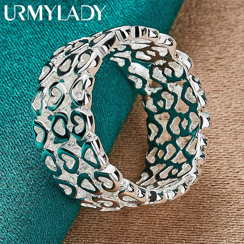 URMYLADY 925 Sterling Silber Hohlherz 7-10# Ring für Frauen Hochzeit Charm Verlobung Modeschmuck