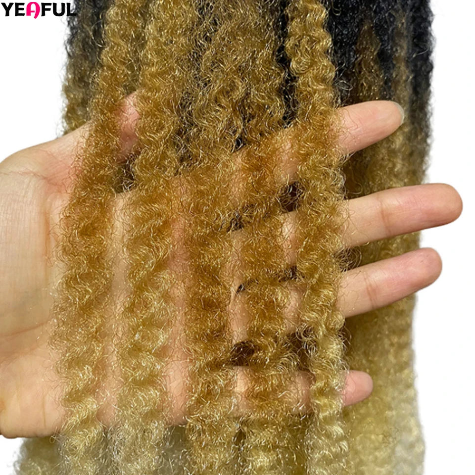 Yeaful 18 Inch Synthetic Marley Twist Braiding Hair Red Black Brown Ginger Bug Blonde #4 Pre Looped Marley Twists Crochet Hair