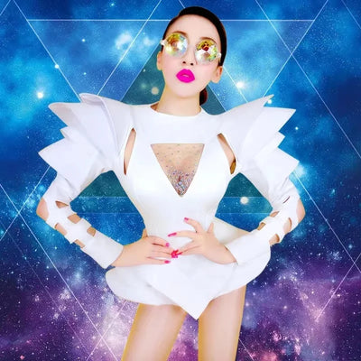 GOGO Dance Bodysuit DJ Leading Dance Rave Clothes Singer Stage Wear New Stage Costumes Women Nightclub Rhinestone Jumpsuit