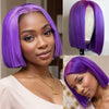Purple Straight Bob Wigs Human Hair Preplucked Transparent Lace Frontal Wigs Brazilian 13x4 Short Bob Wigs 100% Human Hair Wigs