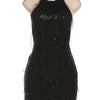 Kliou Tassel Patchwork Shiny Mini Dress Women Halter Bandage Stunning Backless Sleeveless Skinny Vestido Female Party Clubwear