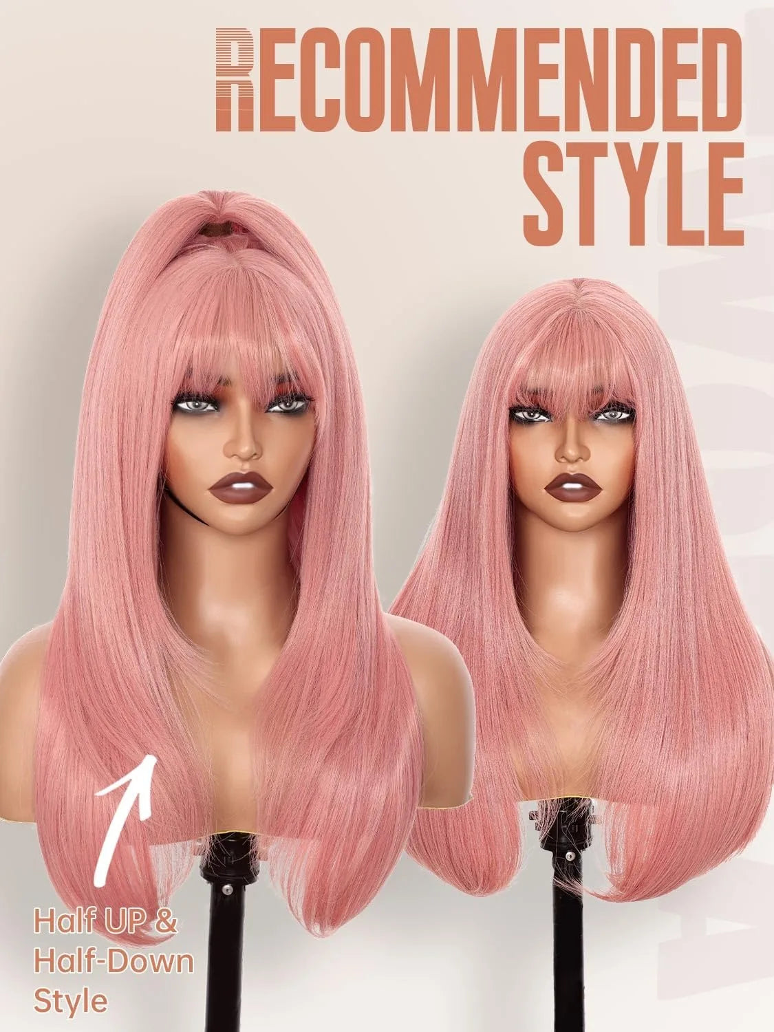 Light Brown Short Bob Layered Lace Front Wig With Bangs Straight Lace Frontal Wig 13x4 Glueless Synthetic Heat Resistant Cosplay