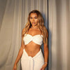 Weird Puss Elegant Women 2 Piece Set Midnight Thin Striped Knot Strapless Tops+Bandage Skirts 2023 Vacation Matching Clubwear