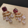 Zircon Water Drop Tassel Earrings Elegant Fashion Light Luxury Earrings