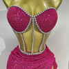 Sparkly Sequins Diamond Birthday Party Two Piece Set Evening Dress 2025 Women Sexy Singer Dancer NightClub Bar Performan Costume