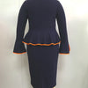 Elegantes Damen-Bürokleid, Rundhals, Rüschenkante, Langarm, Formelles Business, Farbblock, A-Linien-Berufskleidung, Neuer Stil