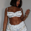 Dulzura Women'S 2 Piece Pleats Shorts Set Sleeveless Strappy Crop Tops And Sexy Shorts Matching Set Party Club