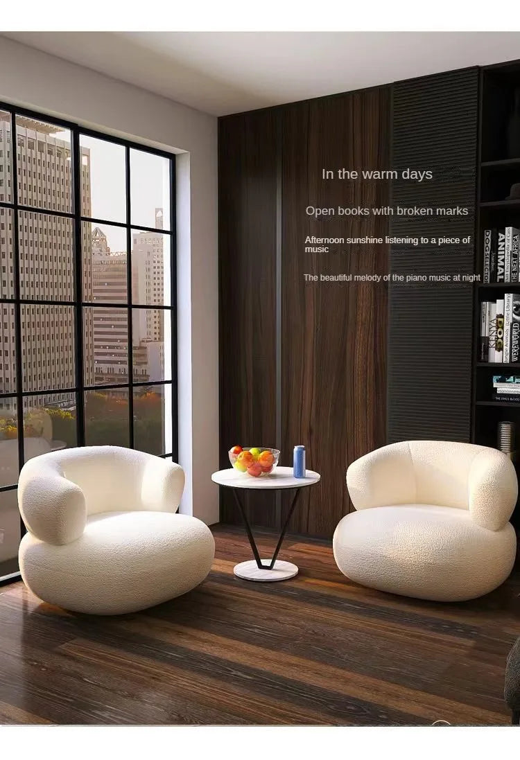 Kleines Wohnzimmer Balkon Freizeit kleines Sofa Lammwolle Einzelsessel Ins-Stil Faul Sofa Stuhl