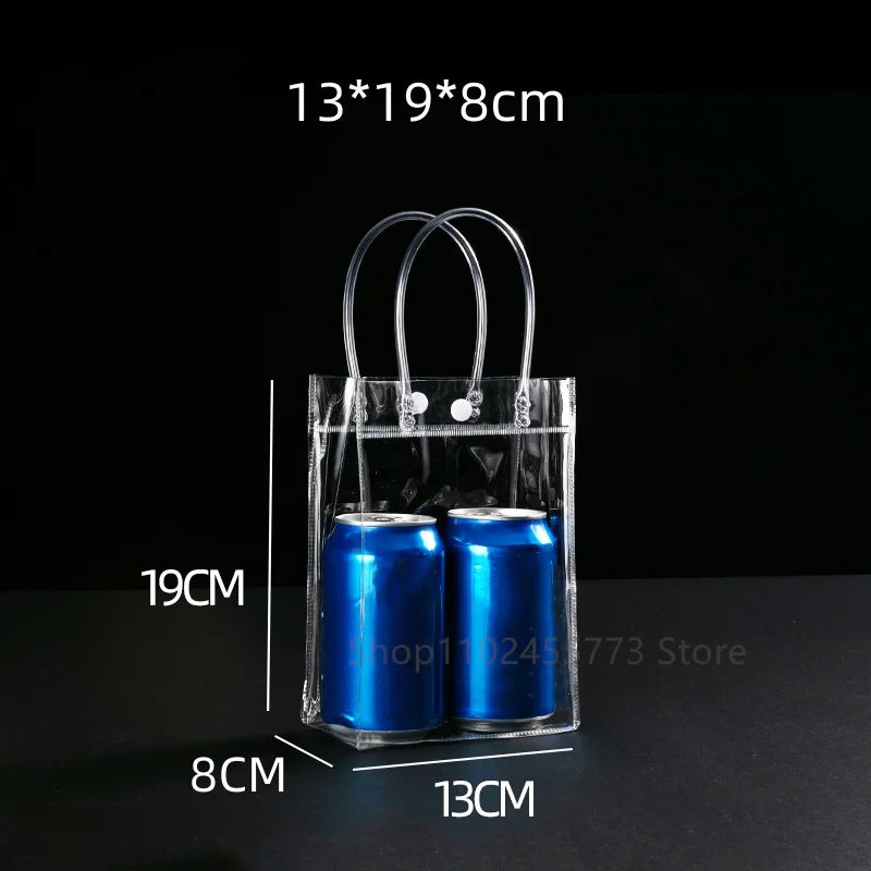 10/20pcs/lot Transparent Soft PVC Gift Tote Packaging Bags with Hand Loop Clear Plastic Handbag Cosmetic Bag