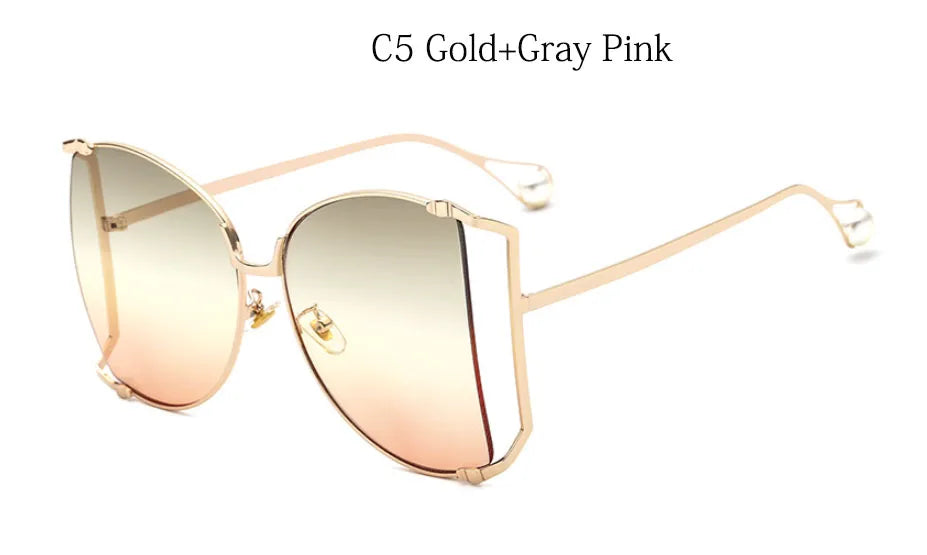 2024 Halbrahmen Marken Designer Brille Damen Quadratische Perle Berühmte Sonnenbrille Weibliche Mode Übergroße Klare Rosa Brille Damen