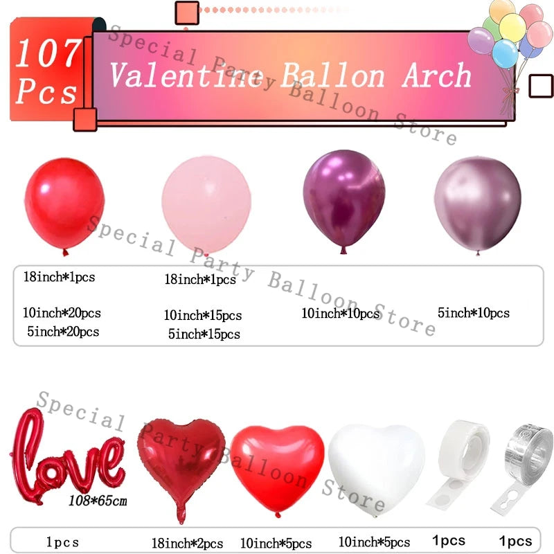 Valentinsdeko Ballon Girlande Bogen Kit Rosarot Herz Liebe Ballon für Hochzeit Jahrestag Valentinstag Geschenk 14 De Febrero