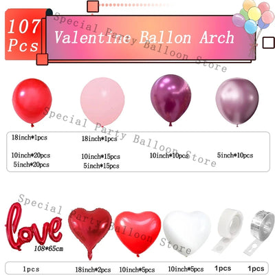 Valentinsdeko Ballon Girlande Bogen Kit Rosarot Herz Liebe Ballon für Hochzeit Jahrestag Valentinstag Geschenk 14 De Febrero