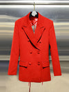 VGH Minimalistische Patchwork-Blazer mit Kordelzug für Damen, Revers, lange Ärmel, rückenfrei, ausgeschnittener Blazer im weiblichen Stil