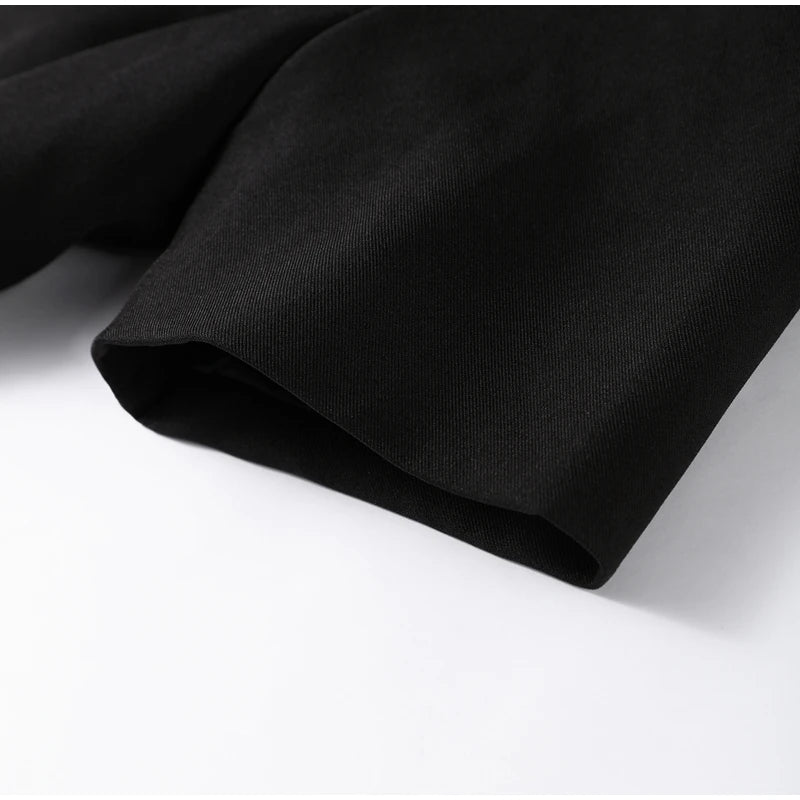 Fashion Women's Stand Collar Blazer Short Sleeve Button Puff Sleeves Solid Lady Top 2025 Summer Autumn Elegant Female Coat