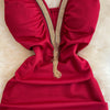 Fashion Bodycon Sexy V-neck Low Cut Mini Short Work Dress Women Backless Irregular Sleeveless Short Hip Wrap Vest Dress OL Red