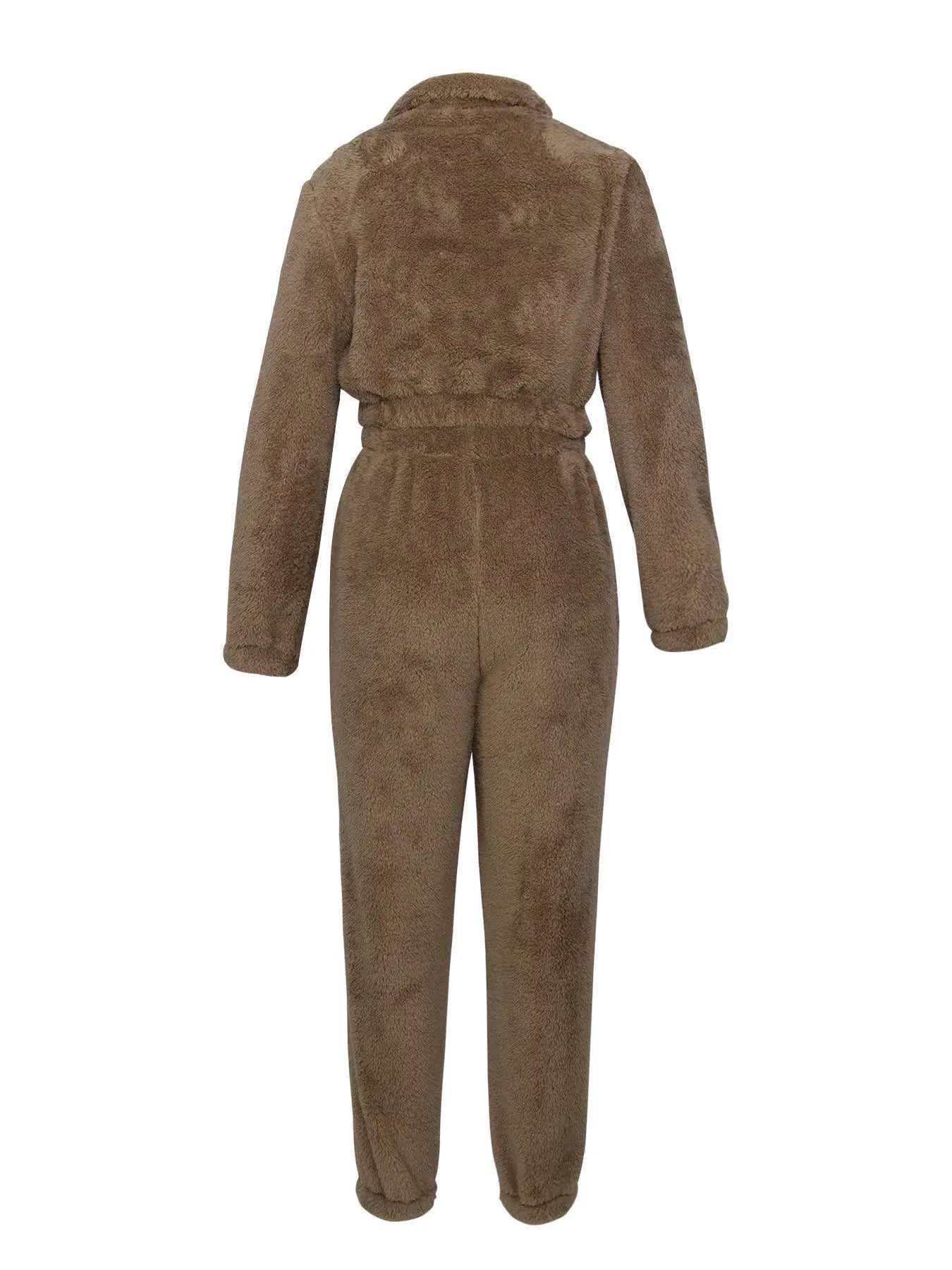 Winter New Plush Two Piece Set Casual Home Warm Suit For Women Fashion Zipper Lapel Pullover Top Elastic Waist Trousers Suit