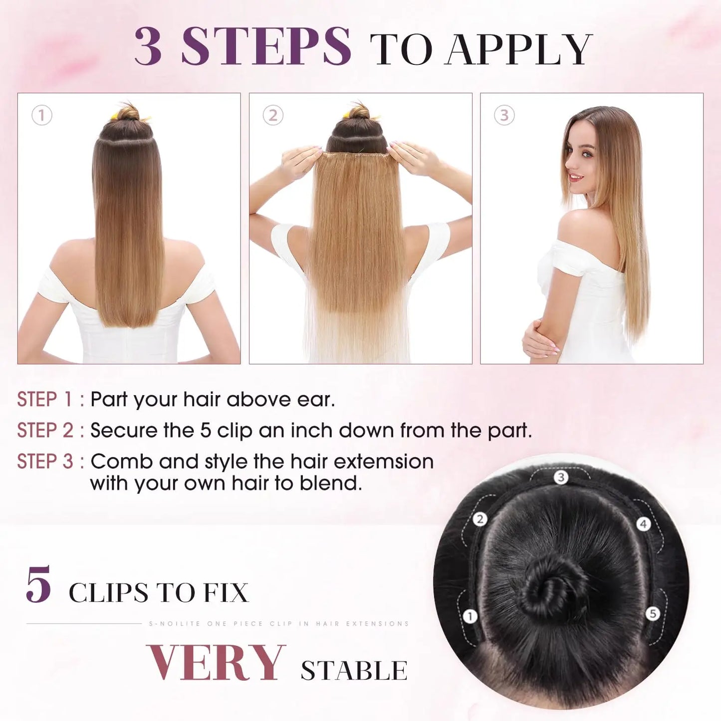 #6 Light Brown Bone Straight Clip In Hair Extensions 1 Piece 5 Clips Full Head One-Piece Clip In Human Hair Extensions 100G/Set