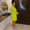 FANAN Elegant Women Double Breasted Tassel Hem and Long Sleeve Notched Collar Lace Waist Patchwork Blazer Dress Vestidos 2022