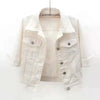 2024 New Women Spring Autumn Denim Jacket Tops Pink Color Solid Short Multicolor Feminino Three Quarter Sleeve Jean Jacket