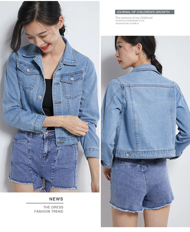 New Women's Denim Jacket Spring and Autumn 2026 Casual Short Denim Jacket Women's Korean Version Solid Color Jacket Clothes