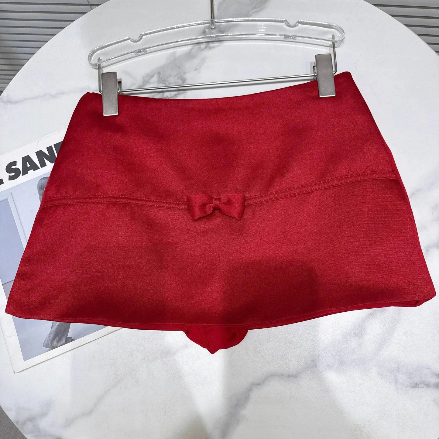 DEAT 2026 Summer New Sexy Hot Girl V-neck Backless Bandage Bowknot Fishbone Halter Top Red Mini Skirt For Women 11B1198