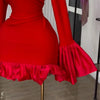 CM.YAYA Women O-neck Long Flare Sleeve Ruffles Mini Dress 2025 Spring Sweet Sexy Birthday Evening Night Party Vestidos Dresses