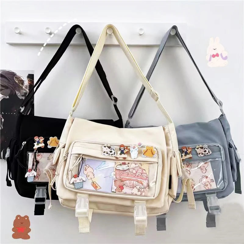 Y2K Waterproof Canvas School Bags Messenger Bag Women Handbags Student Shoulder Bag Fashion Large Capacity Crossbody Bag Itabag