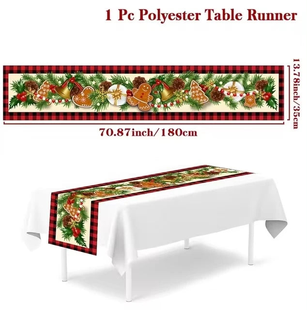 Christmas Table Runner Merry Christmas Decoration for Home Table 2024 Xmas Ornament Navidad Notal Noel Happy New Year Gifts 2025