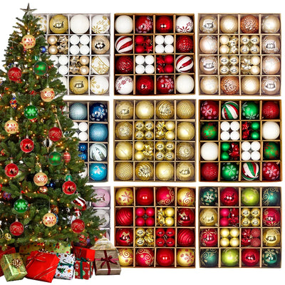 Weihnachtskugel-Ornament-Set Großes Weihnachtsbaum-Hängedekoration Schneeflocke Frohe Weihnachten Dekoration für Zuhause 2025 Neujahrs-Party-Geschenk