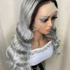 1B Grau Body Wave Transparent Lace Front Perücken Echthaar Vorgezupft 150 Dichte 1B Grau Echthaar 13×4 Front Perücken für Damen