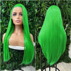 Ombre Blue Blonde Preplucked Long Lace Front Wig Straight 180%Density Hairline Glueless For Women Synthetic Fiber