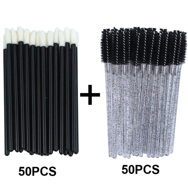 HIJOYSEEN 100 Pcs Makeup Brushes For Lip Eyebows Eyelash Shining Mascara Wands Applicators False Lashes Beauty Tools