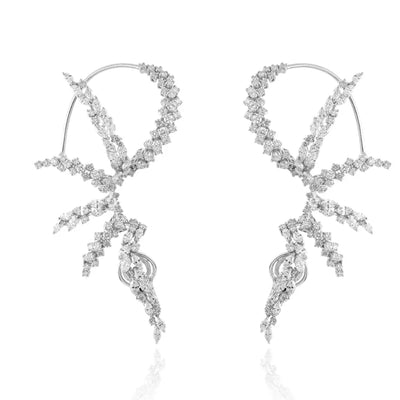 XSBODY Kreatives Design Schneeflocken Ohrmanschette Ohrhaken Ohne Piercing Schmuck 2024 Trendy Unregelmäßige Strass Ohrclips Geburtstagsgeschenk