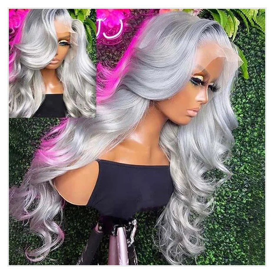 30 40 Inches Silver Grey Body Wave Lace Front Wigs 613 Hd Lace Frontal Wig 13x6 Raw Vietnamese Colored Human Hair Wigs For Women