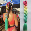 Synthetic Tinsel Braiding Hair 4 Tones Ombre Color White Purple Blue Yellow Jumbo Braids Mixed tinsels For Festival Party