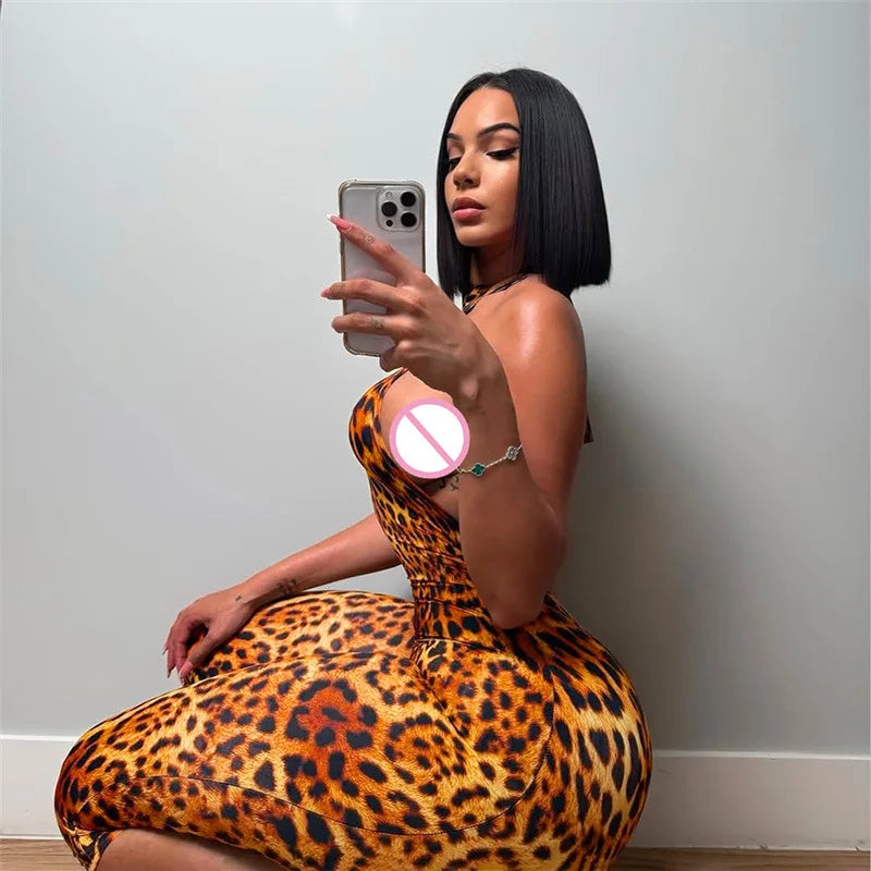 Blumendruck Sommer Caprihosen Jumpsuits Damen Sexy Ärmellose Schnürung Neckholder Rückenfrei Geraffte Peach Hips Slim Rompers