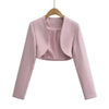 2023 Herbst V-Ausschnitt Offene Nähte Cropped Blazer Damen Langarm Kurze Anzüge Mode Oberbekleidung