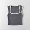Woman Fashion Slim Solid Contrust Camis Casual Sleeveless Tanks Square Collar Crop Tops Clothing Streetwear Mujer 2024 Y2k