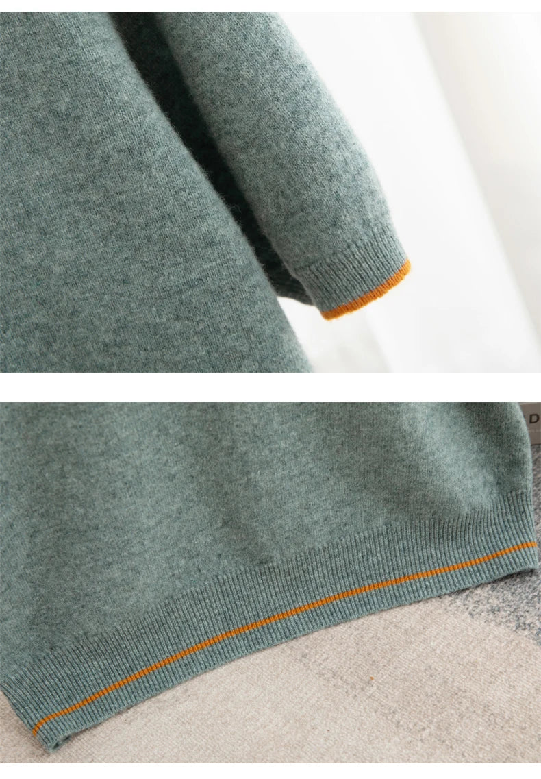 Men's T-shirt 2024 Summer New Knitted Tank Top Fashion Color Block Round Neck Pullover Sweater 100% Pure Wool Short sleeved