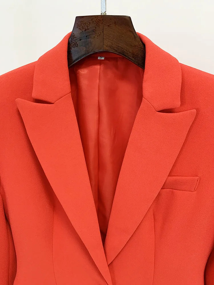 Pantsuit Suits Blazer Women Red Orange New Design Flare Pants Set Two Piece Sets Festival Office Business Female Suit Outfits