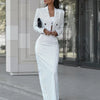 Clacive Fashion Long Sleeve Crop Top 2 Piece Sets Women Elegant Slim Stripe Print Skirts Set Casual High Waist Long Skirt Suits