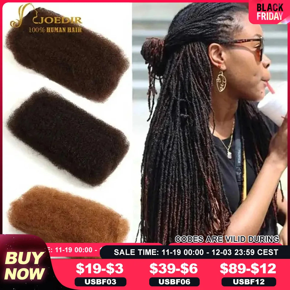 Joedir brasilianisches Remy Haar Afro Kinky Curly Bulk Echthaar zum Flechten von Dreadlocks Haarverlängerungen Häkelzöpfe QVR Haar