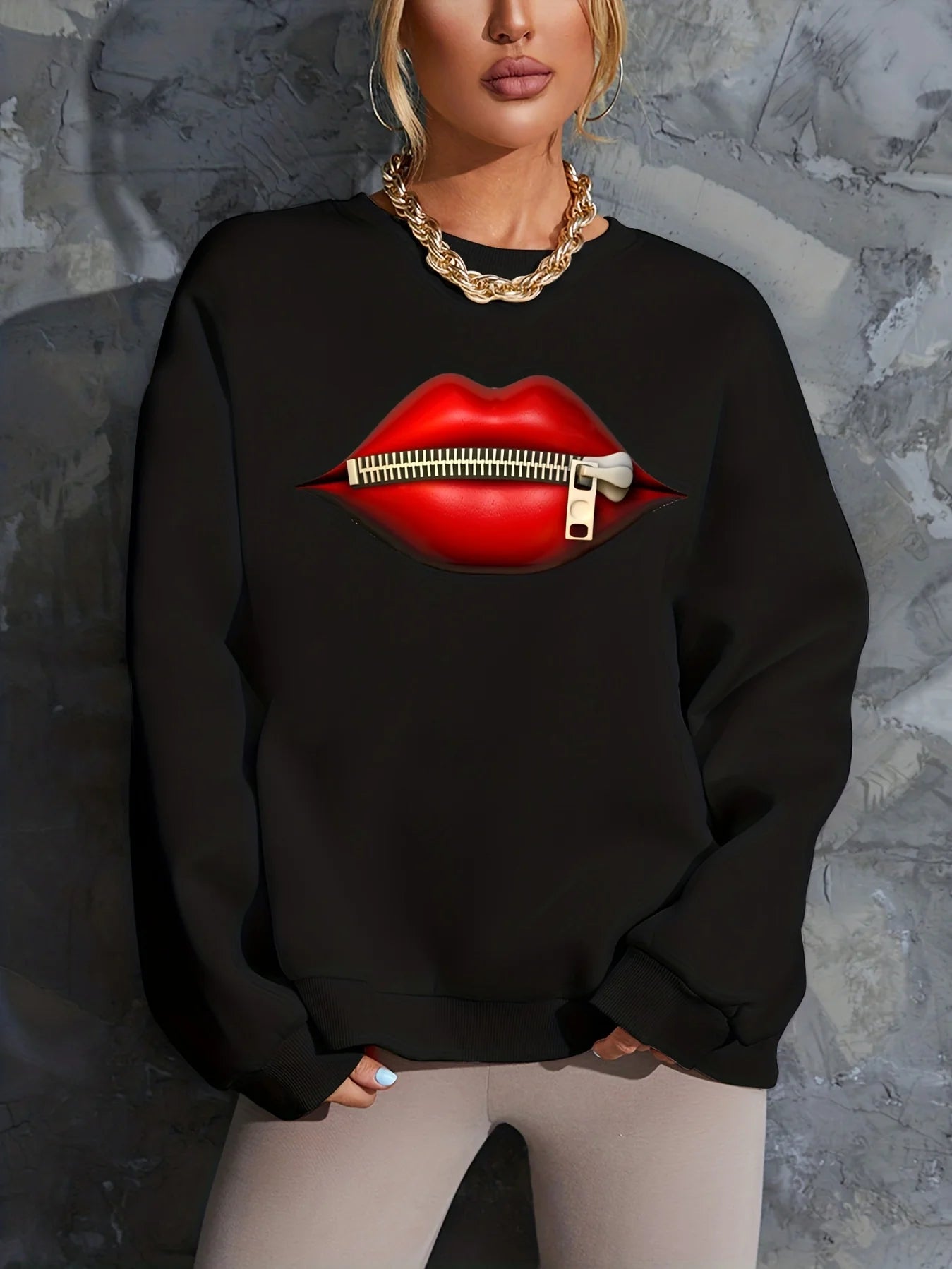 Women's Autumn Winter Sweaters  Black Loose Plus Size  Female hoodie Long Sleeves O-neck Pullovers Sporty and Rich Clothing