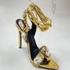Liyke Sexy Knöchelriemen Vergoldete Sandalen Damen Party Nachtclub Stripper Heels Hohe Qualität Kristall Diamant Spitz Zehe Hochzeitsschuh