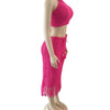 CM.YAYA Beach Knit See Though Women Two 2 Piece Set Outfits Halter Neck Crop Top and Tassel Midi Skirt Suit 2023 New Dress Set